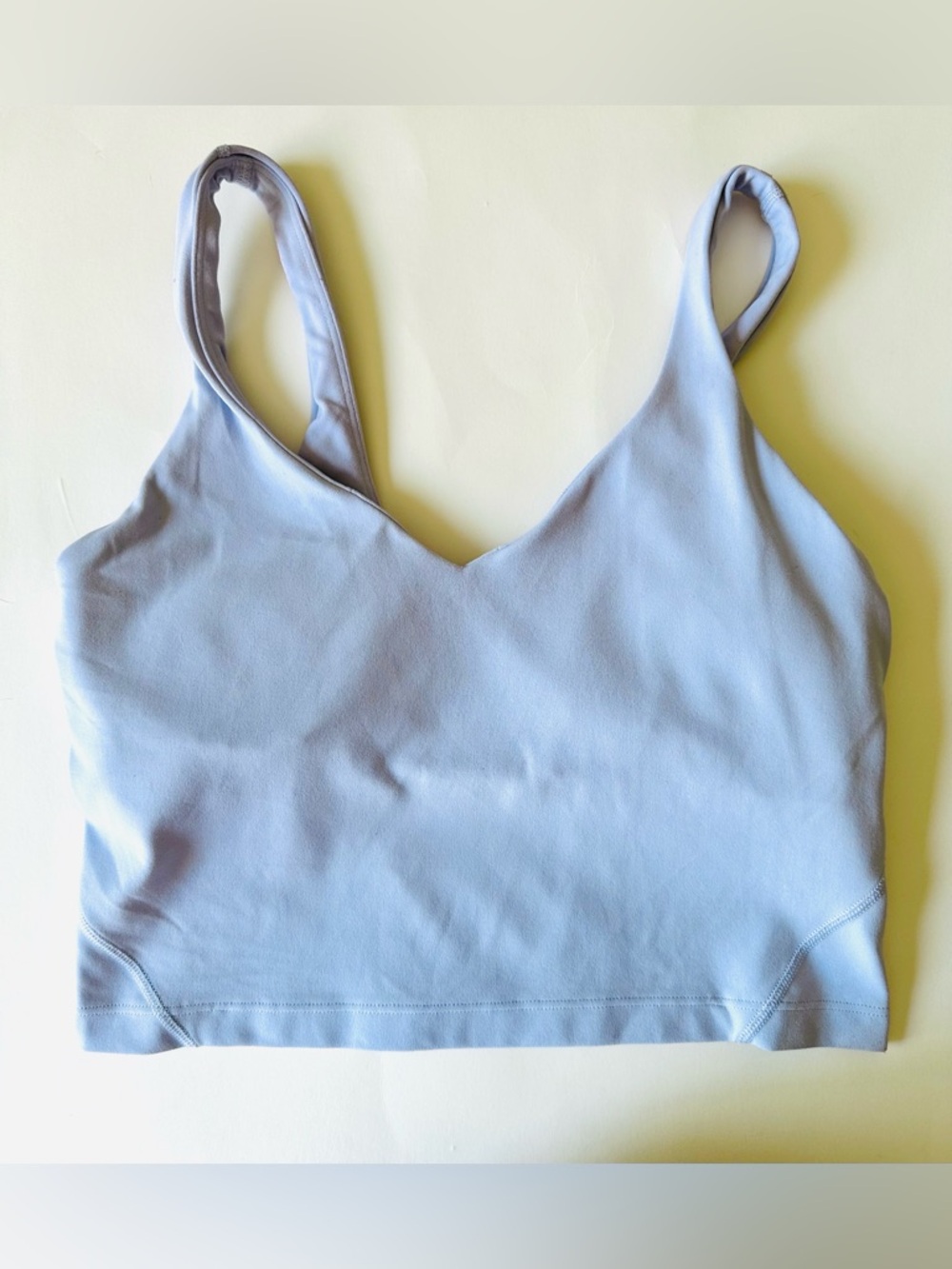Lululemon Aling Tank Top Nulu Sz 8 With Cup Light Blue V-Neck Sports Bralette